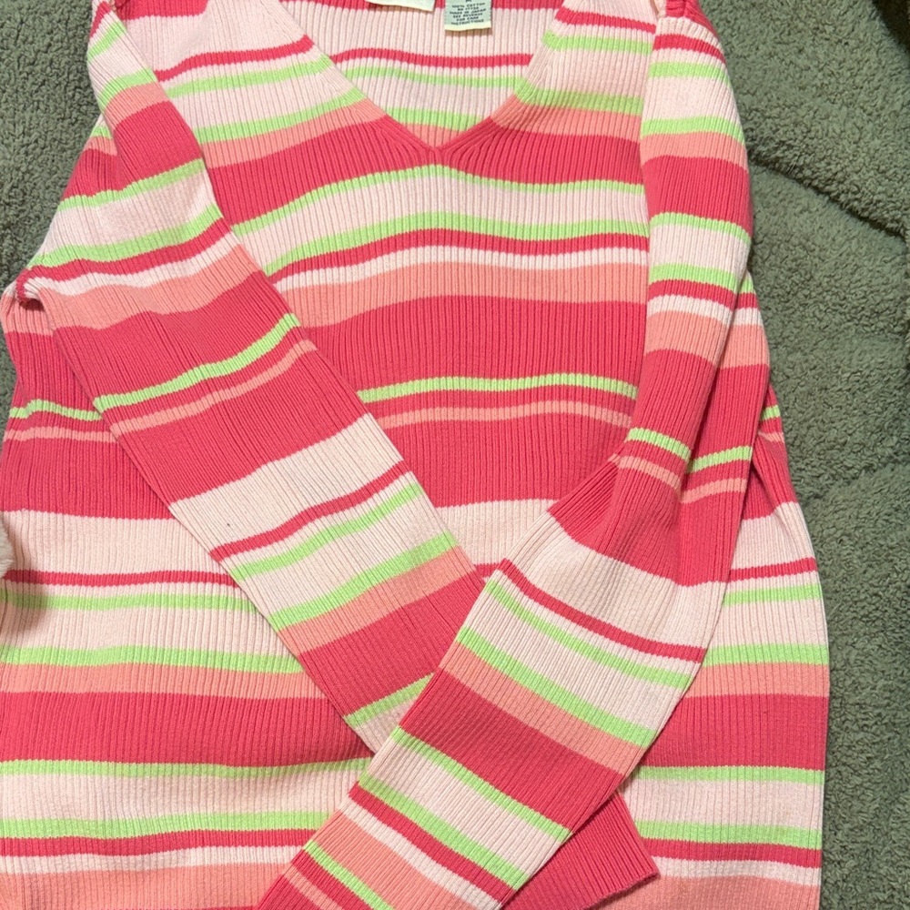 Cherokee Striped V-Neck Sweater